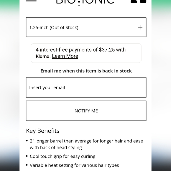 New in box never opened bio ionic long barrel  styler curling iron - Picture 13 of 14